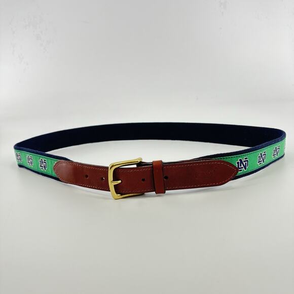 Vintage Vineyard Vines Belt Note Dame Canvas Size 40 Made In USA Brass Buckle - Picture 1 of 4